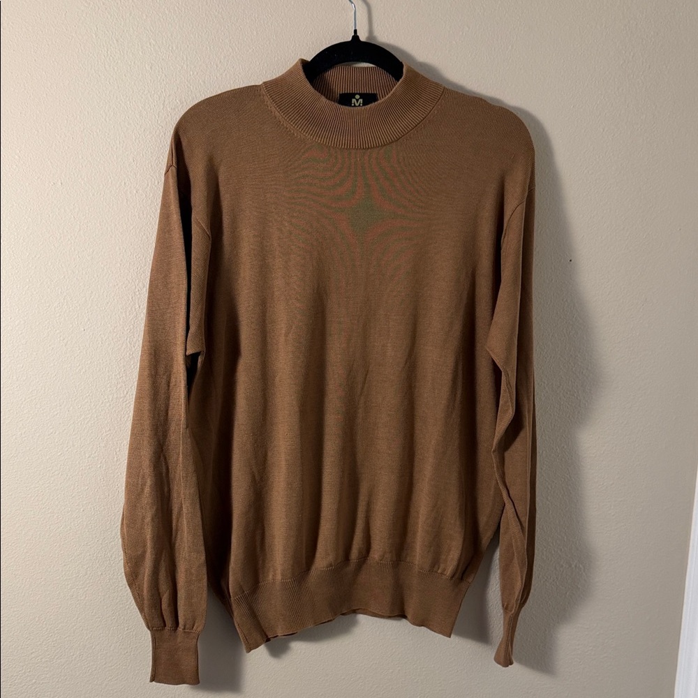Vintage Mani Gi by Armani Men's Silk Blend Brown Mock Neck Sweater Size S